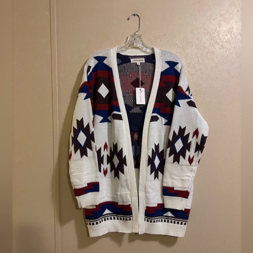 NWT Lucky Brand women’s Aztec Sweater Cardigan sz L